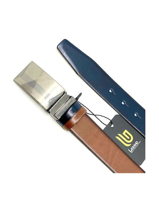 Men's Belt from Artificial Leather Double Sided Navy Blue 2021-A ΜΠΛΕ ΤΑΜΠΑ