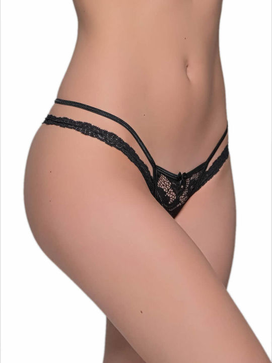 Milena by Paris Women's String 2Pack with Lace Black