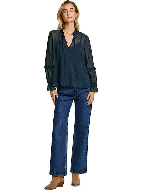 Odette Μακρυμάνικο Γυναικείο Πουκάμισο Dulwich Blue