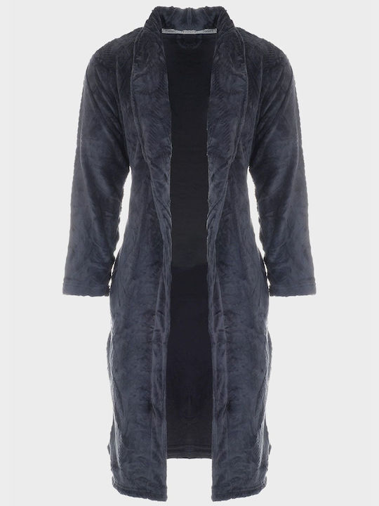 G Secret Men's Winter Fleece Pajama Robe Charcoal