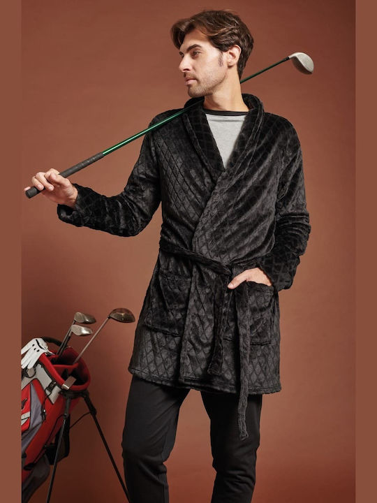 Amo La Casa Winter Herren-Robe Vlies BLACK