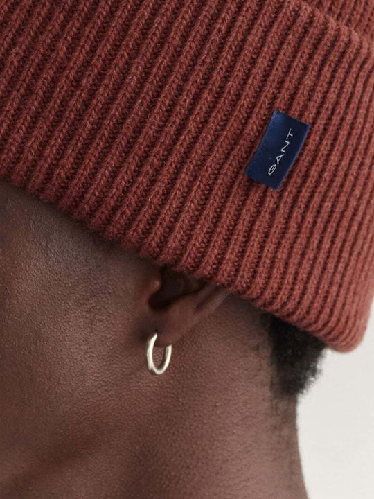 Beanie Unisex Beanie with Rib Knit in Brown color
