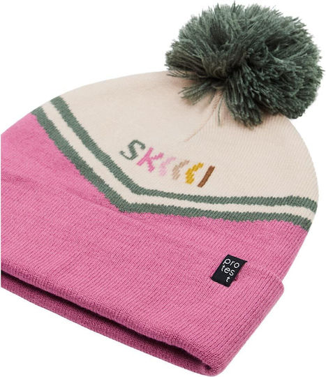 Pom Pom Beanie Frauen Beanie Gestrickt in Rosa Farbe