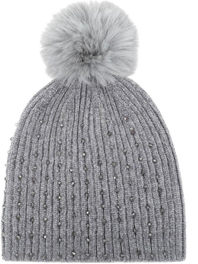 Pom Pom Beanie Unisex Beanie Gestrickt in Gray Farbe