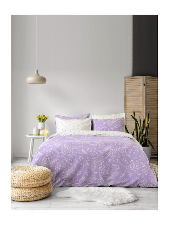 Kocoon Sheet Sets Queen 240x270cm. Denise Lilac|Ecru 4pcs