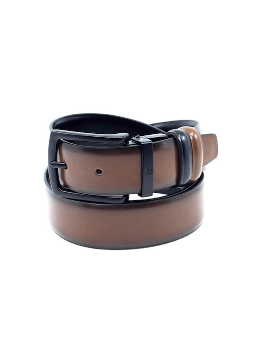 Legend Accessories Men's Leather Double Sided Belt Black Tan With Black Buckle