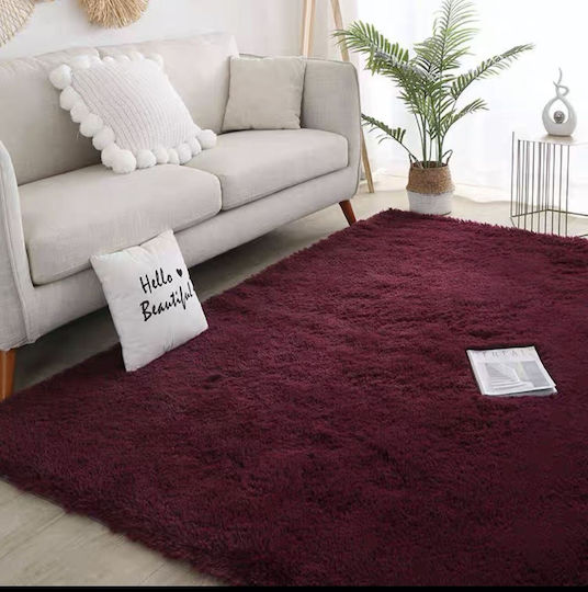 Homeone 120x170см Неплъзгащ Се Shaggy Furry Бордо Килими За Дневна Homeone 120x170см Неплъзгащ Се Shaggy Furry Бордо Килими За Дневна