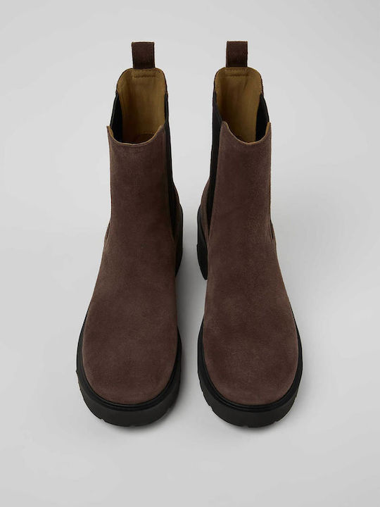 Milah Suede Γυναικεία Chelsea Μποτάκια με Μεσαίο Τακούνι Καφέ