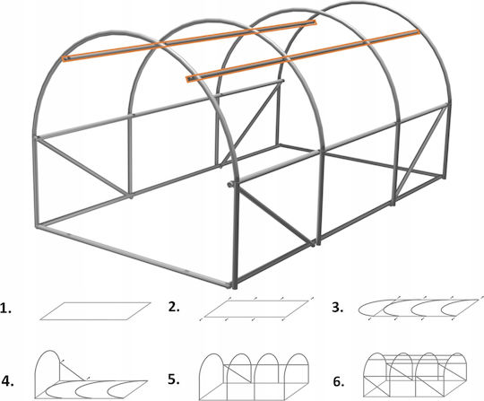 Garden Greenhouse Tunnel Type Metal Frame 300x200cm Green 6sqm