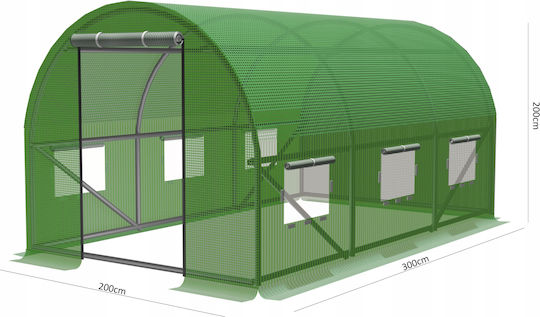 Garden Greenhouse Tunnel Type Metal Frame 300x200cm Green 6sqm