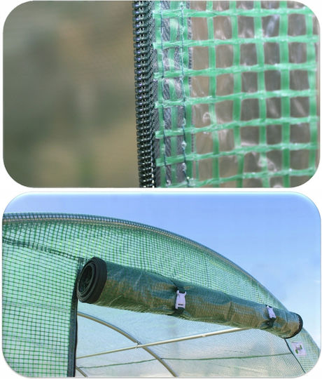 Garden Greenhouse Tunnel Type Metal Frame 250x400cm 10sqm Additional Window At Back