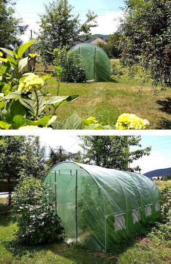 Garden Greenhouse Tunnel Type Metal Frame 250x400cm 10sqm Additional Window At Back