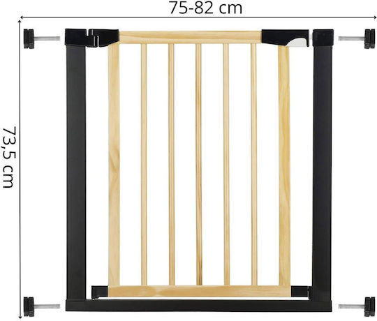 Safety Gate Stairs Adjustable Wooden Steel Frame 75-82cm Black Brown