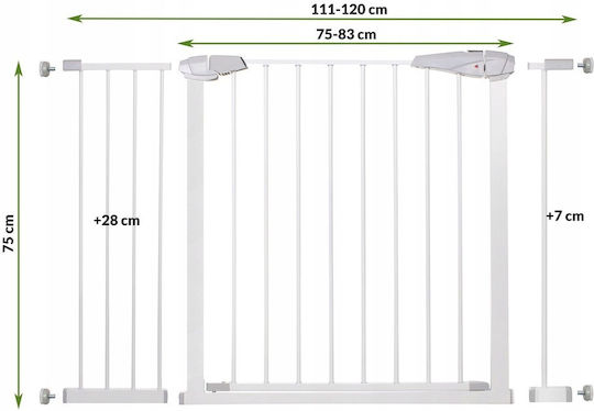 Sicherheitsgitter Treppen Verstellbar 111-120 cm Stahl Weiß