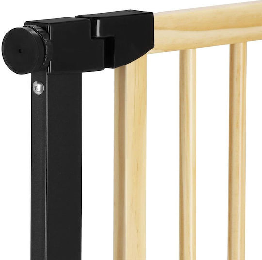 Safety Gate Stairs Adjustable Wooden Steel Frame 75-82cm Black Brown
