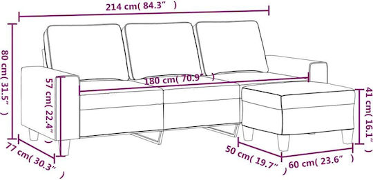 Canapea Cu Trei Locuri Maro 214x77x80cm