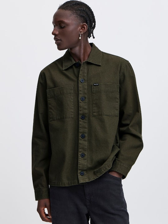 Long Sleeve Overshirt in Regular Fit Forest Night Khaki