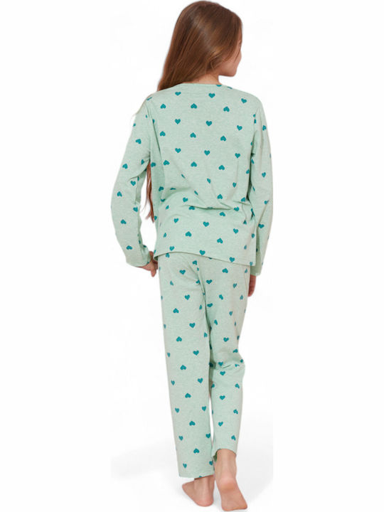 Sexen Kinder Schlafanzug Winterlich Baumwoll Green