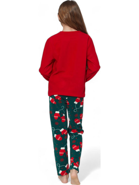 Sexen Kinder Schlafanzug Winterlich Fleece red