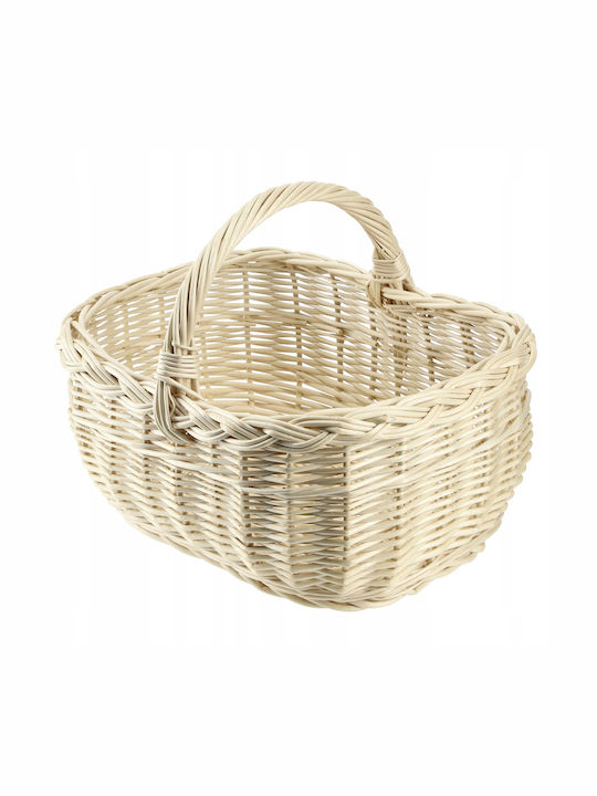 Kadax Wicker Basket Mushrooms Shopping Picnic Fruits White Large