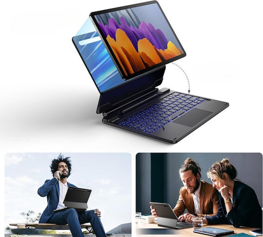Samsung Galaxy Tab S7 S8 Dexnor Magnetic Keyboard Case with Touchpad Black