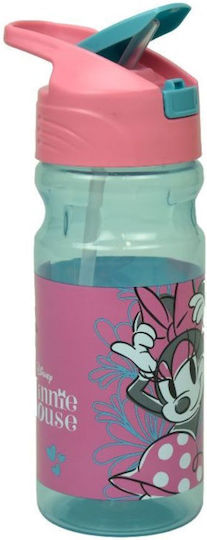 Gim Kinderflasche Minnie Kunststoff mit Strohhalm Hellblau 500ml