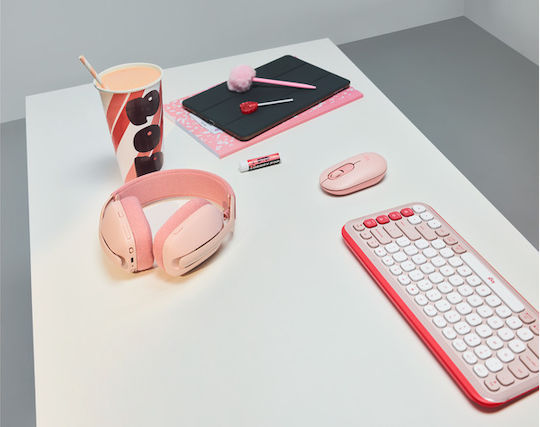 Logitech Pop Icon Combo Ασύρματο Bluetooth Σετ Πληκτρολόγιο & Ποντίκι Αγγλικό US Ροζ