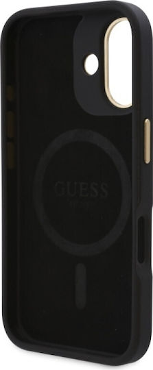 Guess Logo Plate MagSafe Umschlag Rückseite Kunststoff / Synthetisches Leder Schwarz (iPhone 16 Plus)