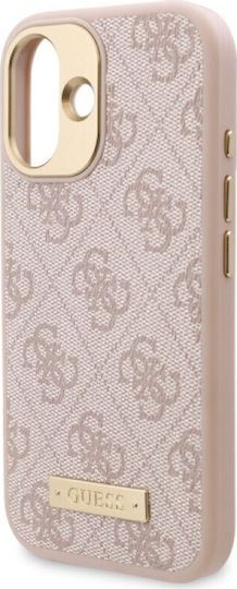 Guess Logo Plate MagSafe Back Cover Plastic / Leather / Synthetic Leather Pink (iPhone 16 Plus)