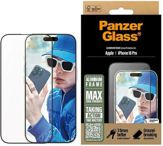 Panzerglass Screen Protector Aluminum Frame Iphone 16 Pro 6.3" Ultra-wide Fit 2850