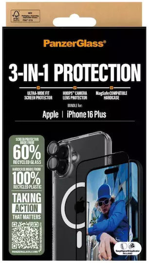 Panzerglass Bundle 3in1 Iphone 16 Plus 6.7" D3o Hardcase + Screen Protector Uwf+ Lens B1293+2863+1283