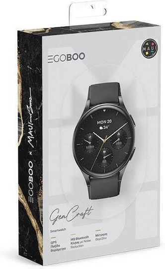 Egoboo GemCraft Aluminium Smartwatch με Παλμογράφο (Μαύρο)