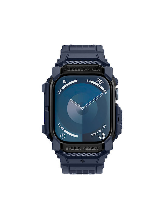 Spigen Rugged Armor Pro Silicone Case in Blue color for Apple Watch Series 10 - 46mm