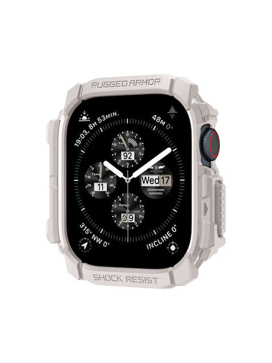 Spigen Rugged Armor Silicone Case in Beige color for Apple Watch Series 10 46mm