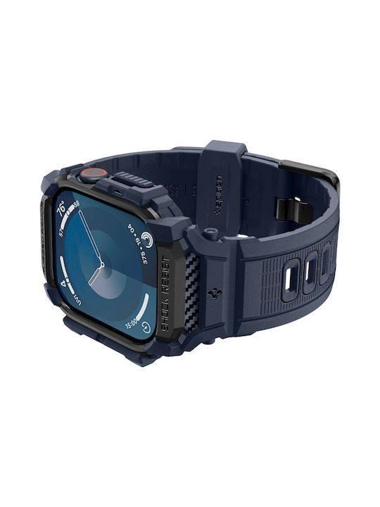Spigen Rugged Armor Pro Silicone Case in Blue color for Apple Watch Series 10 - 46mm