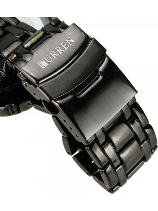 Curren Ανδρικό Ρολόι 46mm Μπαταρίας με Μαύρο Μεταλλικό Μπρασελέ