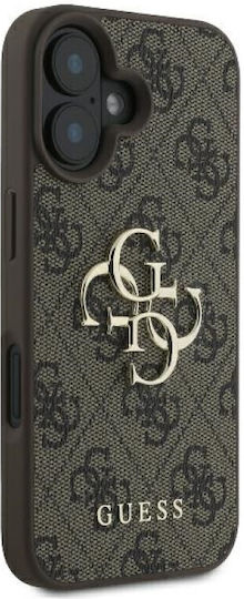 Guess Logo Umschlag Rückseite Synthetisches Leder Braun (iPhone 16)