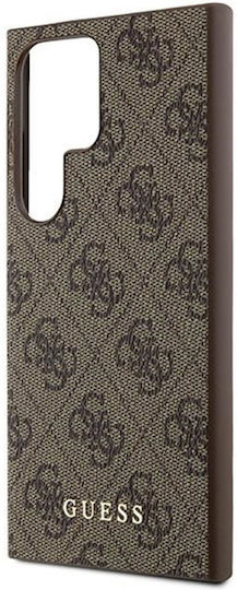 Guess Metal Gold Logo Umschlag Rückseite Kunststoff / Synthetisches Leder / Gehärtetes Glas Gold (Galaxy S24 Ultra)