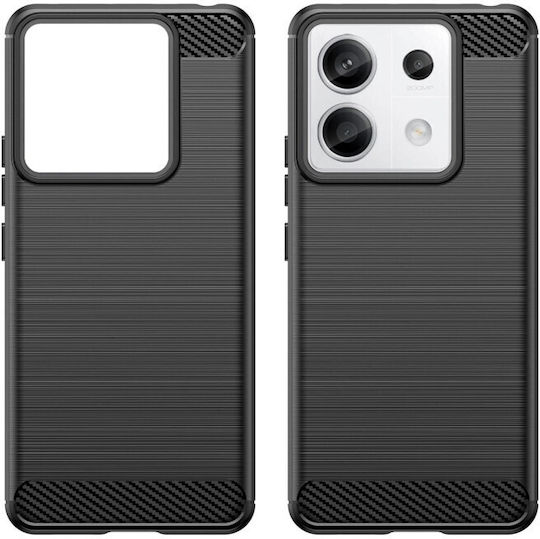 Hurtel Carbon Umschlag Rückseite Silikon Schwarz (Redmi Note 13 Pro 4G / Poco M6 Pro 4G)