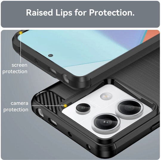 Hurtel Carbon Umschlag Rückseite Silikon Schwarz (Redmi Note 13 Pro 4G / Poco M6 Pro 4G)
