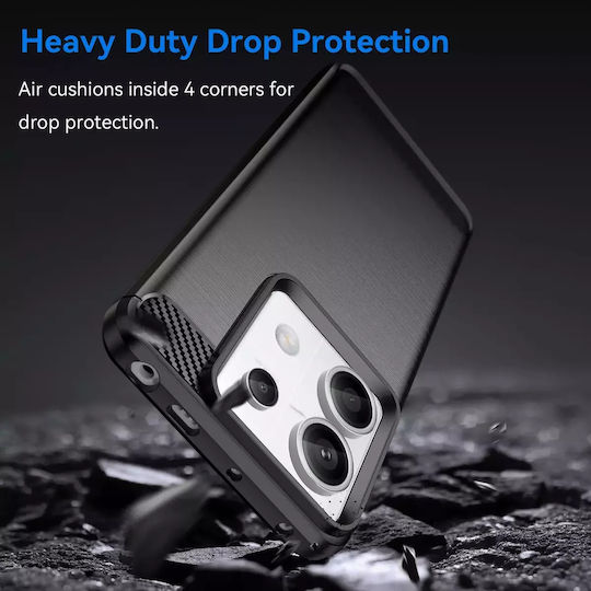 Hurtel Carbon Umschlag Rückseite Silikon Schwarz (Redmi Note 13 Pro 4G / Poco M6 Pro 4G)