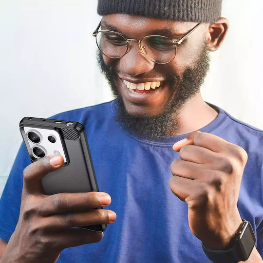 Hurtel Carbon Umschlag Rückseite Silikon Schwarz (Redmi Note 13 Pro 4G / Poco M6 Pro 4G)