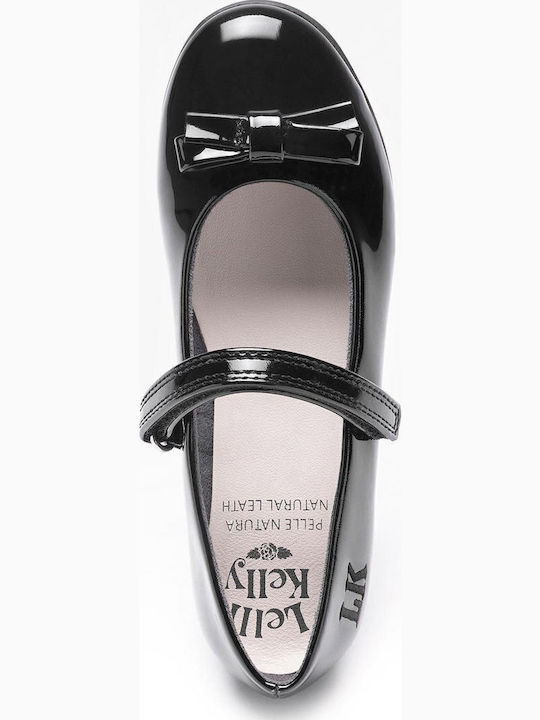 Kids Anatomic Patent Leather Ballerinas with Hoop & Loop Closure Black