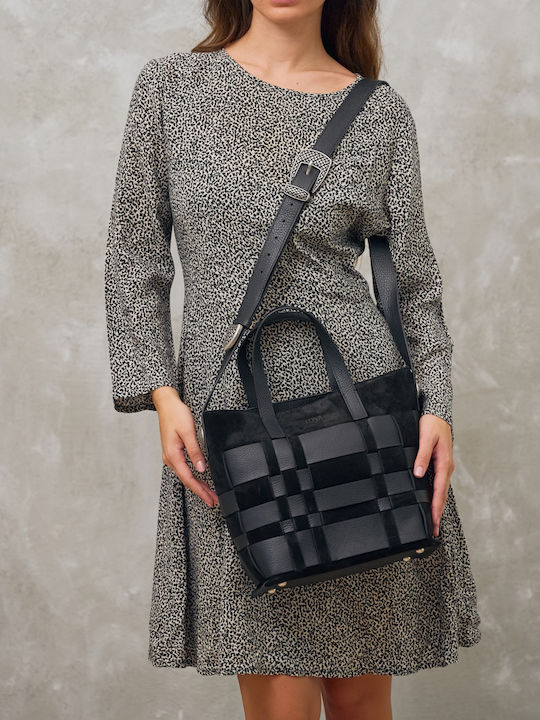 Must Have Кожена Дамска Чанта През Рамо Черна
