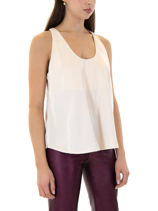 Women's Blouse Satin Sleeveless Nude