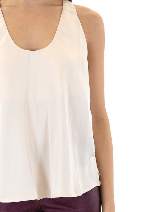 Women's Blouse Satin Sleeveless Nude
