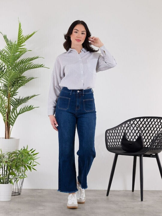Hoch tailliert Damenjeans Blue