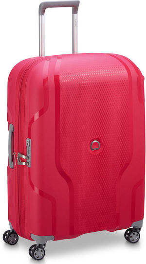 Delsey Expandable Large Travel Suitcase Magenta with 4 Wheels Height 70cm