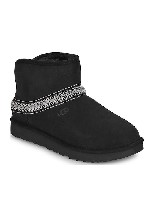 Classic Mini Crescent Suede Women's Ankle Boots Black
