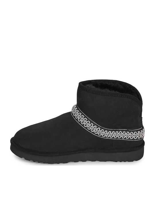 Classic Mini Crescent Suede Women's Ankle Boots Black
